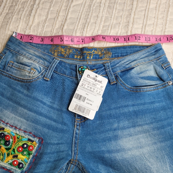 NWT Desigual "Ethnic Ankle" Embroidered Jeans size 27 - Picture 6 of 10